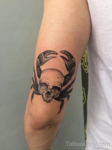Skull And Crab Tattoo On Elbow-TB12124