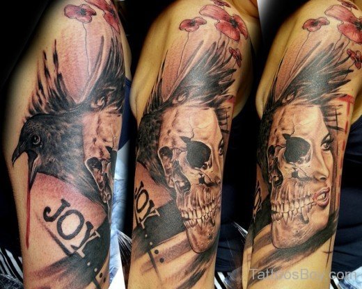 Skull And Crow Tattoo Design-TB1125
