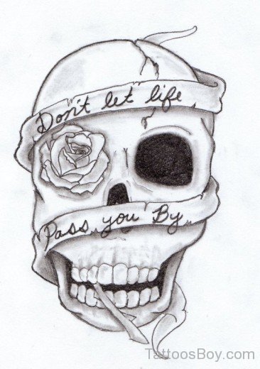 Skull And Rose Tattoo Design-TB12159