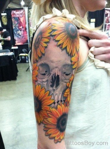 Skull And Sunflower Tattoo-TB1105