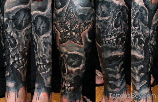 Skull  Armor Tattoo-TB1129