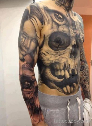 Skull Tattoo On Chest-TB1131