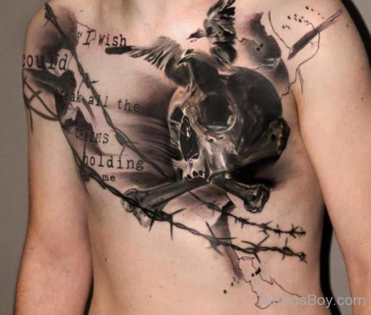 Skull Tattoo On Chest-TB1131