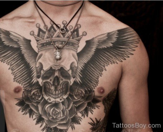 Skull Tattoo On Chest--TB169