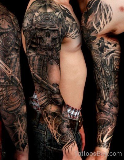Skull Tattoo On Full Sleeve-TB1283