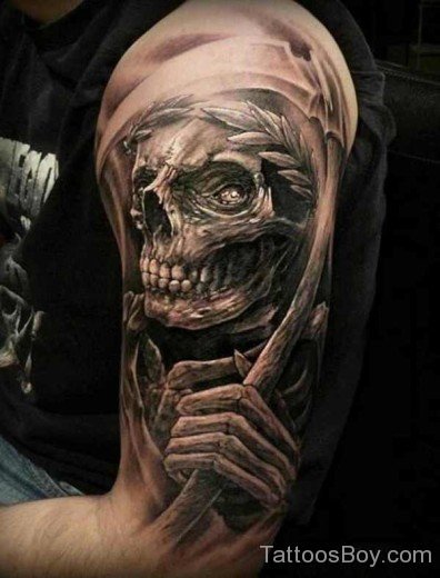 Skull Tattoo On Half Sleeve-TB1106