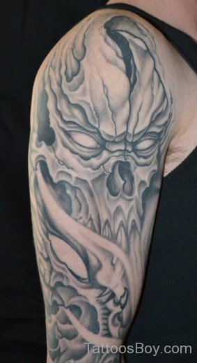 Skull Tattoo On Half Sleeve-TB12099