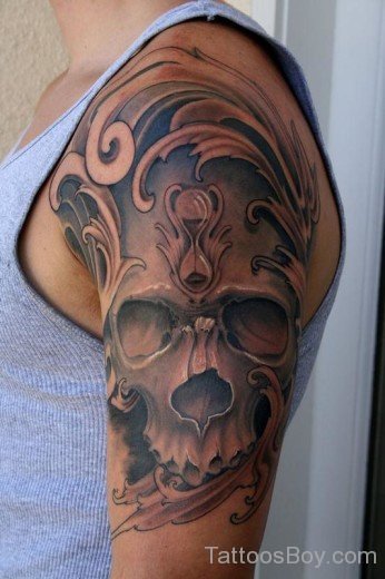 Skull Tattoo On Half Sleeve-TB12139
