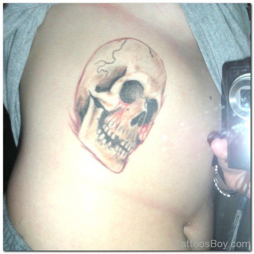Skull Tattoo On Rib-TB12289
