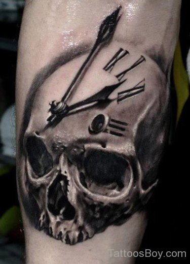 Skull With Clock Tattoo-Tb12159