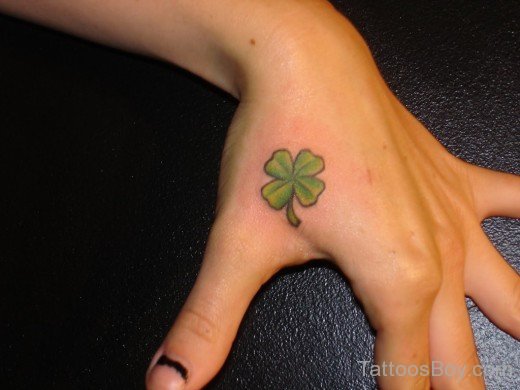 Small Clover Tattoo On Hand-TB12176