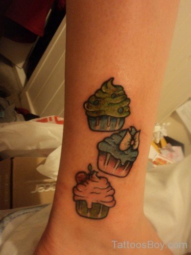 Small Cupcakes Tattoo On Ankle-Tb1250