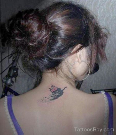 Small Guardian Angel Tattoo On Nape-TB12161