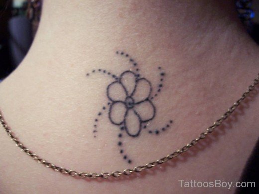 Small Outline Daisy Tattoo On Nape-TB1110