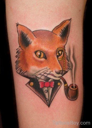Smoking Fox Head Tattoo On Bicep-TB12132