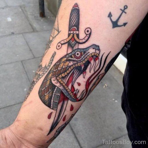 Snake And Dagger Tattoo On Wrist-TB12086