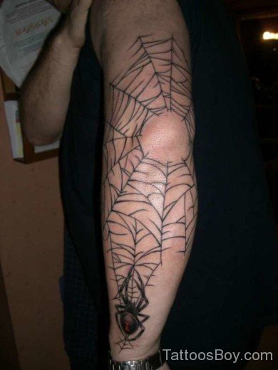 Spider Web Tattoo On Elbow-TB1452