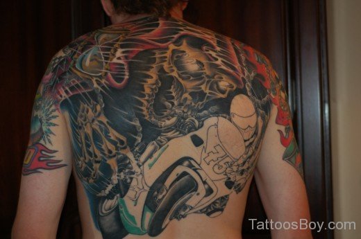 Sports Bike Tattoo On Back-TB1247