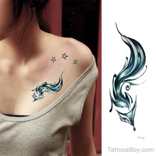 Stars And Fox Tattoo On Chest-TB12133