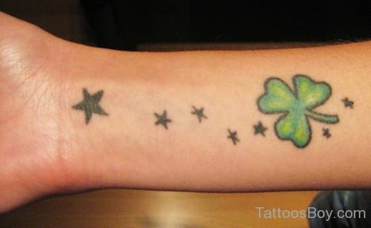 Stars Clover Leaf Tattoo On Wrist-TB12180