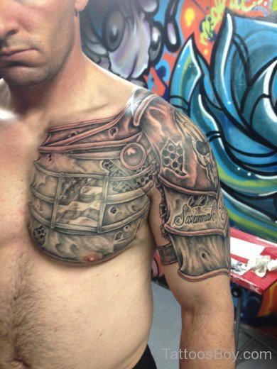 Stylish Armor Tattoo On chest-TB1134