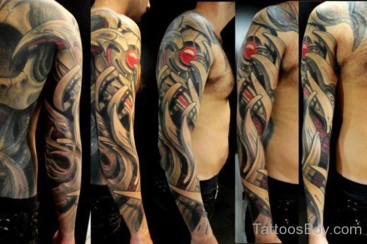 Stylish Biomechanical TattooOn Full Sleeve-Tb1286