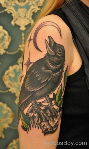 Stylish Crow Tattoo On Shoulder-TB1135