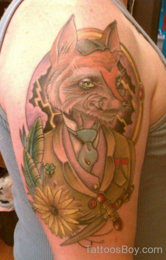 Stylish Fox Tattoo On Half Sleeve-TB12136