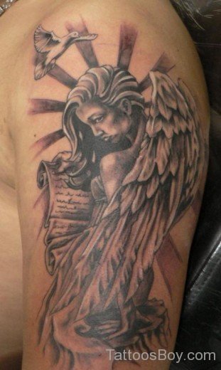 Stylish Guardian Angel Tattoo Design-TB12168