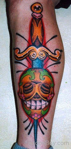 Sugar Skull And Dagger Tattoo-TB12091