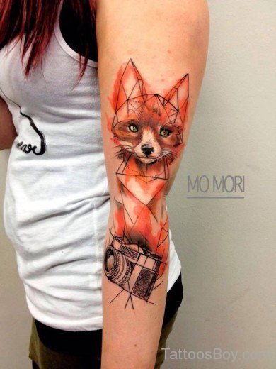 Tailed Fox Tattoo On Bacl-TB12139