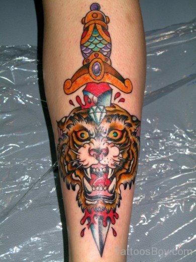 Tiger Dagger Tattoo-TB12092