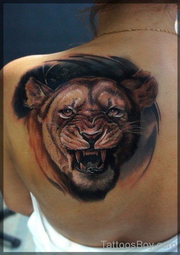 Tiger Face Tattoo On Back-TB1239