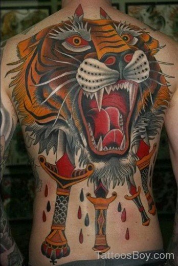 Tiger Tattoo On Back-TB12094
