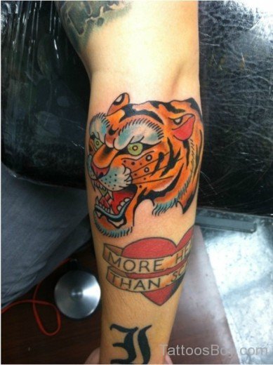 Tiger Tattoo On  Elbow-TB162