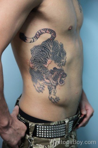 Tiger Tattoo On Rib-TB1290