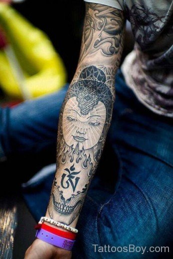 Traditional Buddha Tattoo On Full Sleeve-TB1118