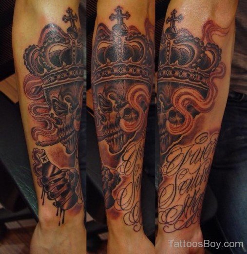 Traditional skull Crown Tattoo--TB177