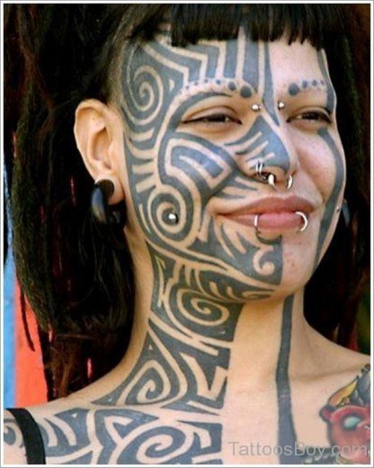 Trbal Tattoo On Face