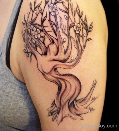 Tree Tattoo On Shoulder-Tb12095