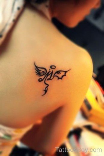 Tribal Angel Tattoo On Back-TB12170