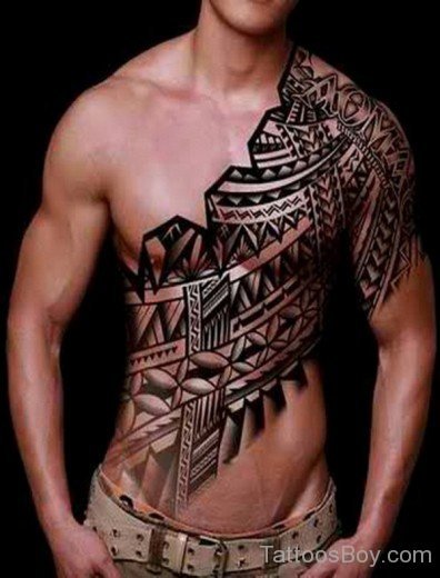 Tribal Tattoo On Chest