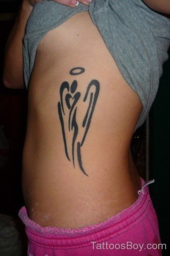 Tribal Angel Tattoo On rib-TB12172