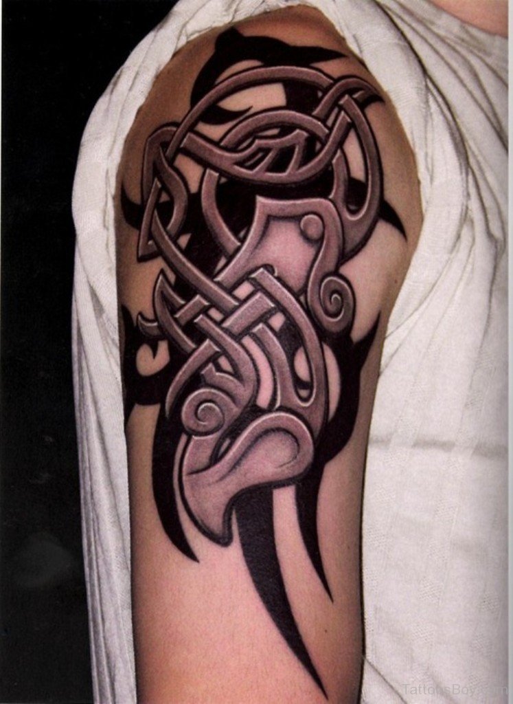 Tribal Celtic Tattoo On Half Sleeve