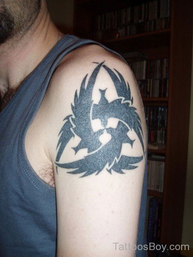 Tribal Crow Tattoo On Shoulder-TB1141