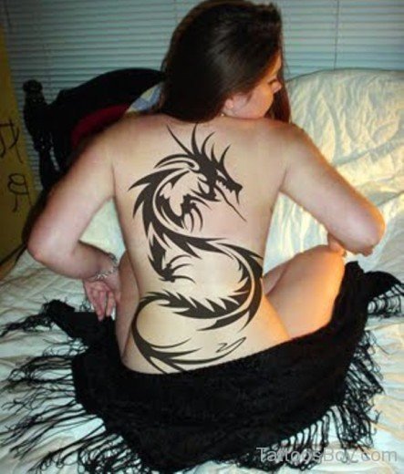 Tribal Dragon Tattoo On Back-TB1291