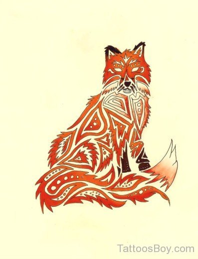 Tribal Red Fox Tattoo Design-TB12150