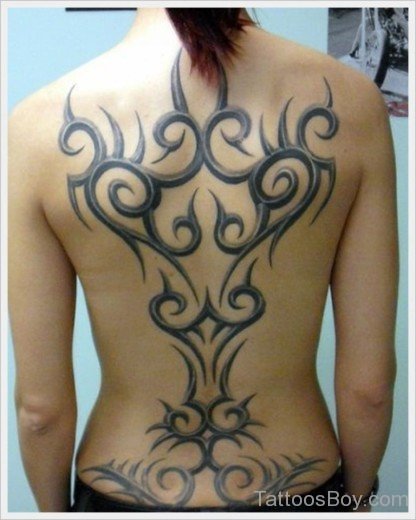 Tribal Tattoo Design On Full Back-TB12327