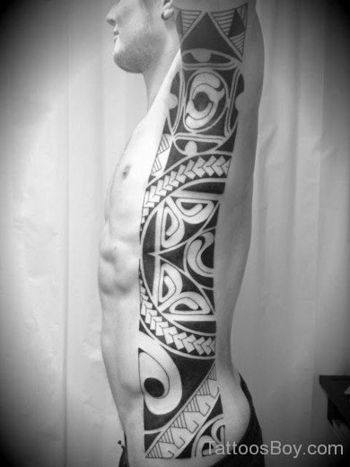 Tribal Tattoo Design On Rib-TB12107