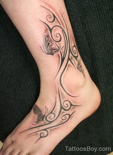 Tribal Tattoo On Ankle-Tb12097